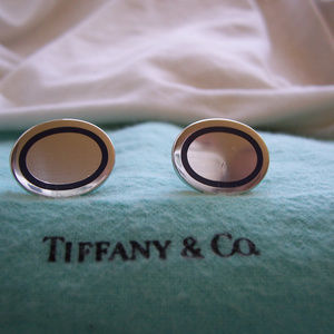 Tiffany & Co. Sterling Blue Enamel Cuff Links